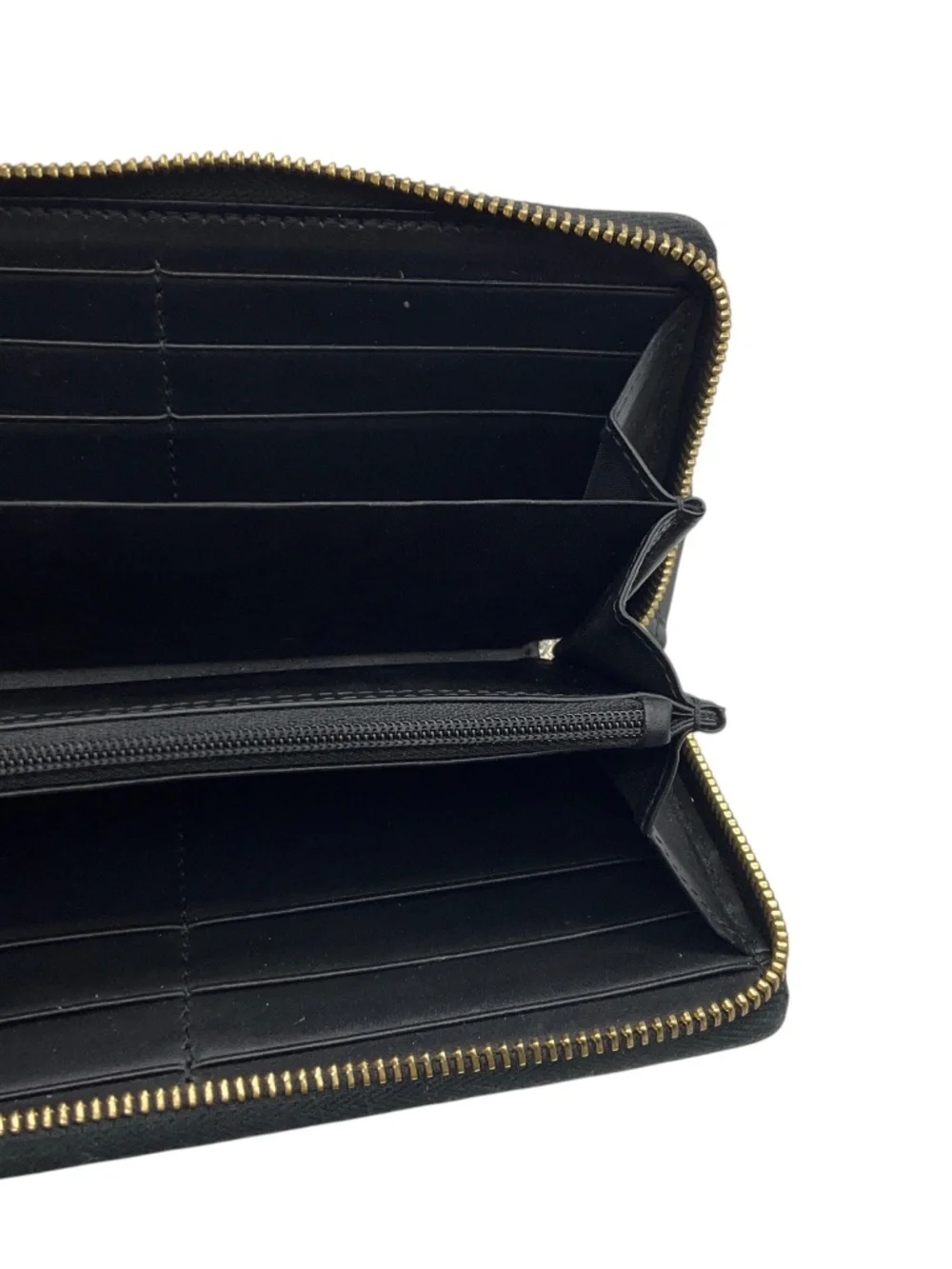 GUCCI BEIGE / GOLD METALLIC GG SUPREME BEES ZIP AROUND WALLET - Picture 6 of 8